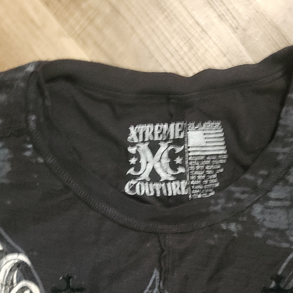 Xtreme Couture by Affliction Black Cross Graphic Tee Y2K - Picture 3 of 7